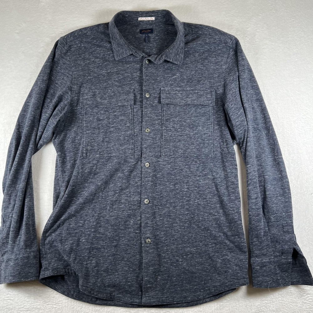 Good Man Brand Shirt Mens XL Blue Knit Long Sleeve Button Up Stretch Casual